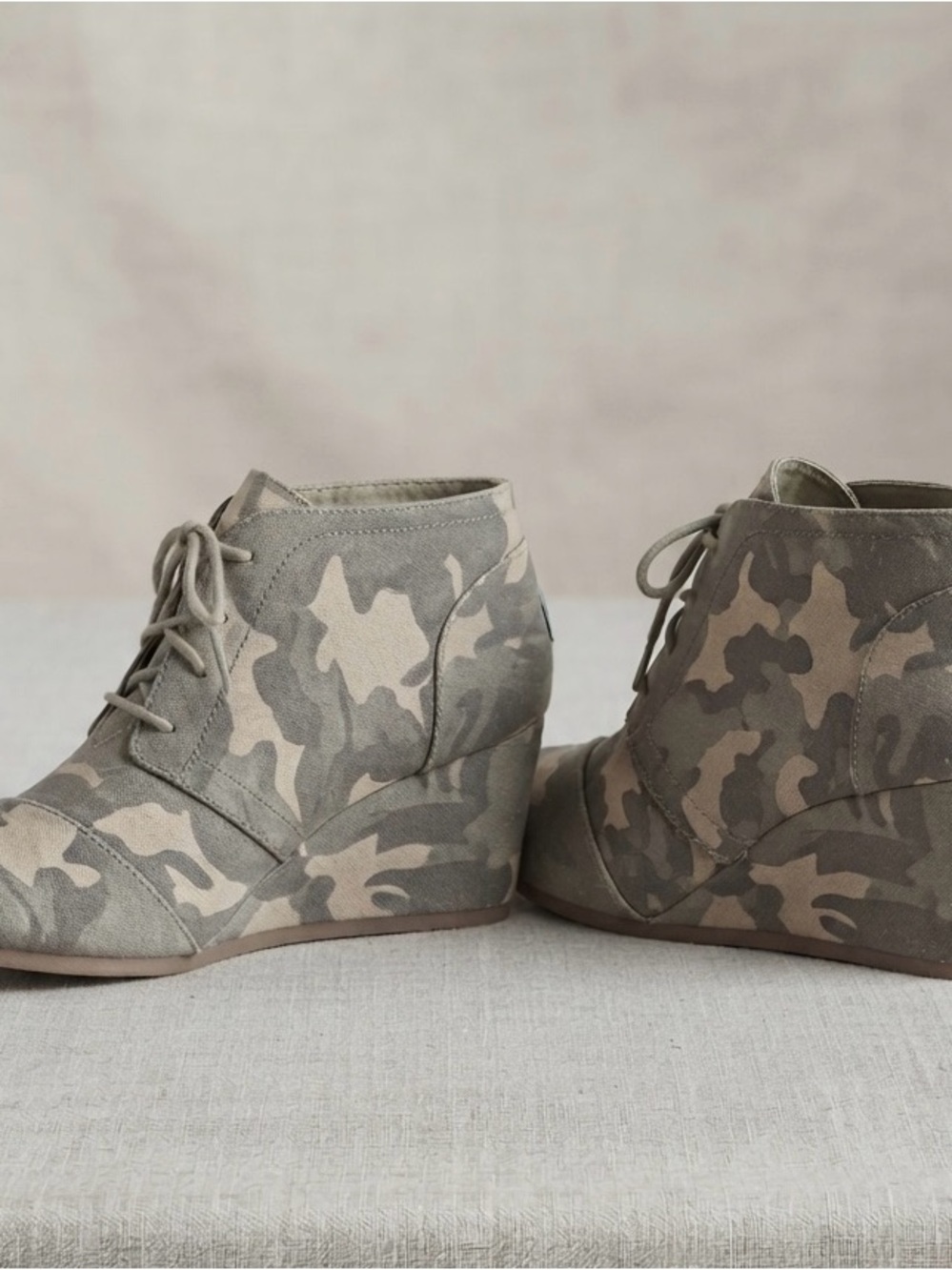 Route 66 Neutral Camo Wedge Ankle Boots